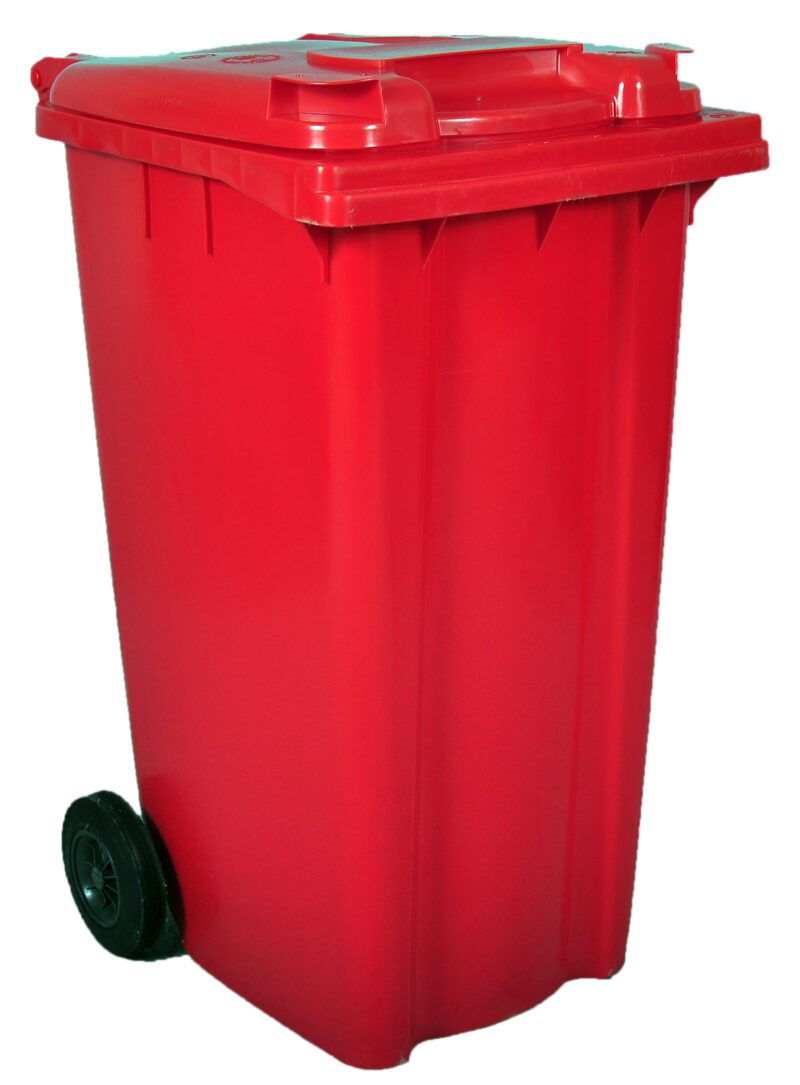 Empty 240 litre Wheelie Bin in RED