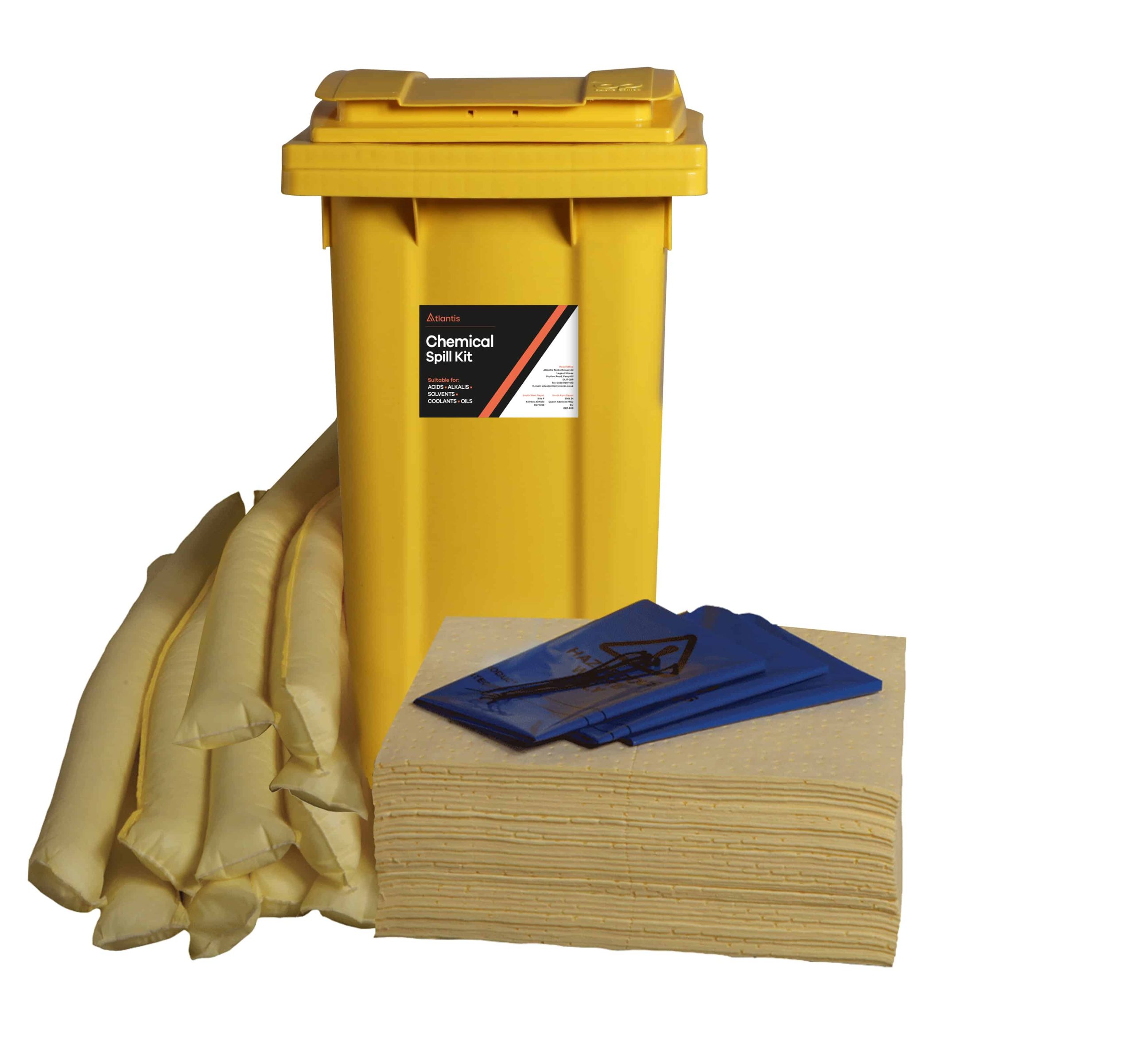 Chemical Absorbent Spill Kit 240 Litre Wheeled Bin Oil and Fuel Spill