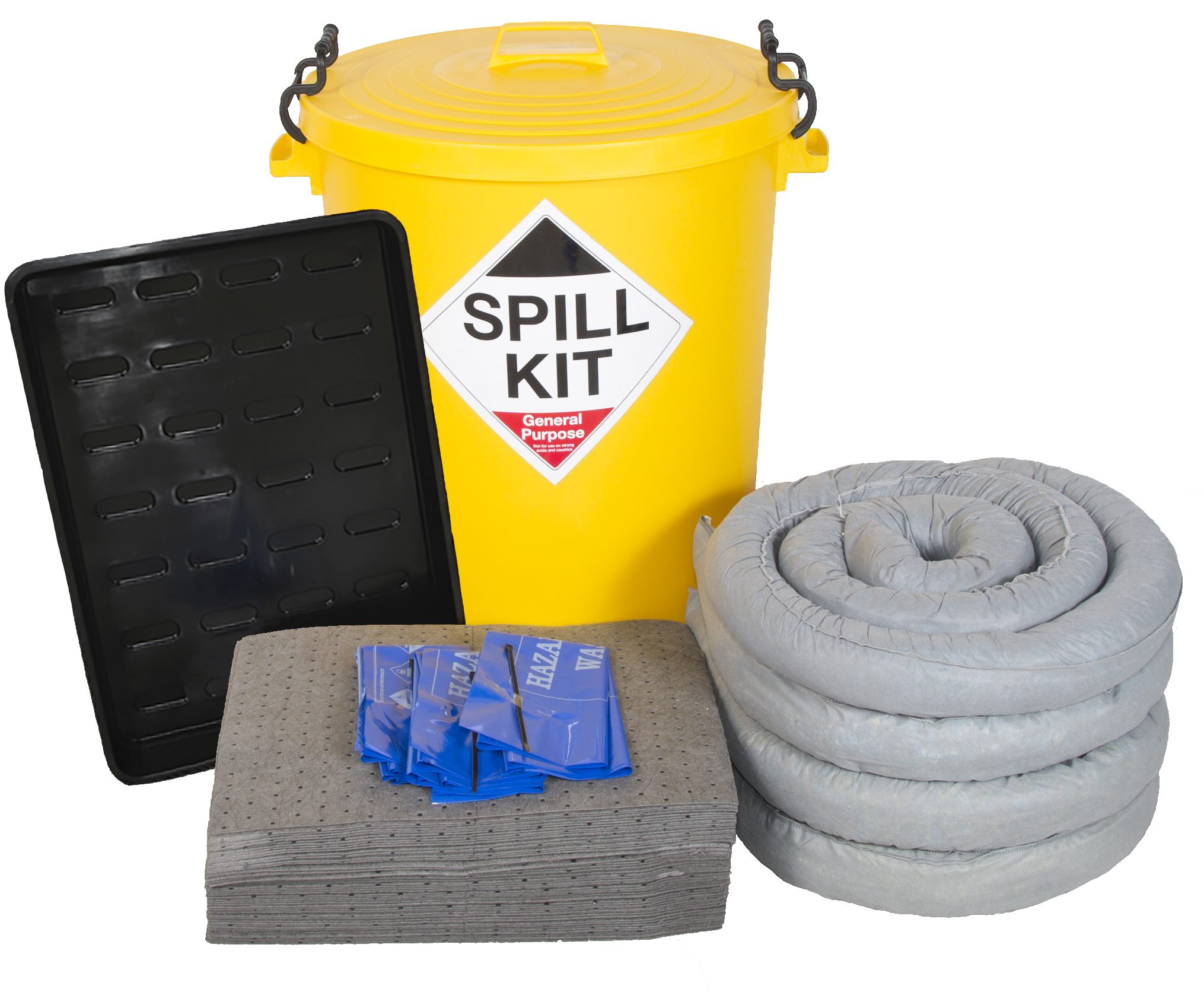 90 litre General Purpose Spill Kit in yellow drum with Drip-Tray