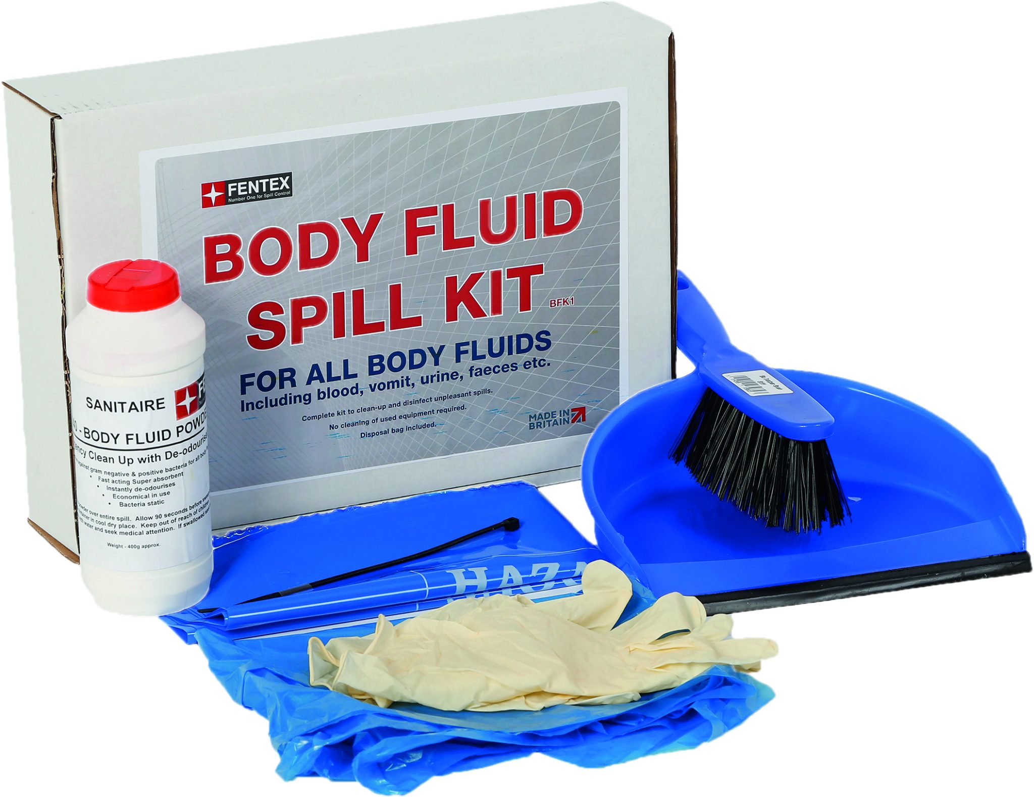 Body Fluid Spill Kit with Disinfectant Powder, in box Oil and Fuel
