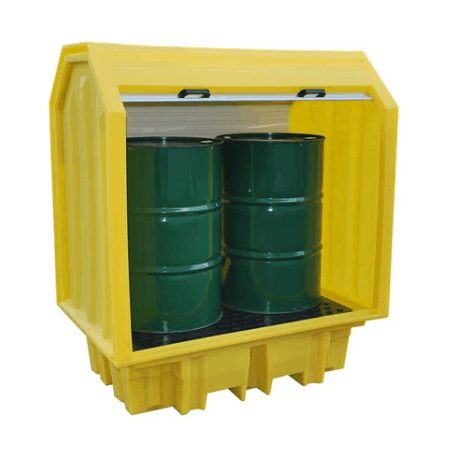 Hard Covered 2 Drum Bund Pallet (with lockable roller shutter door)