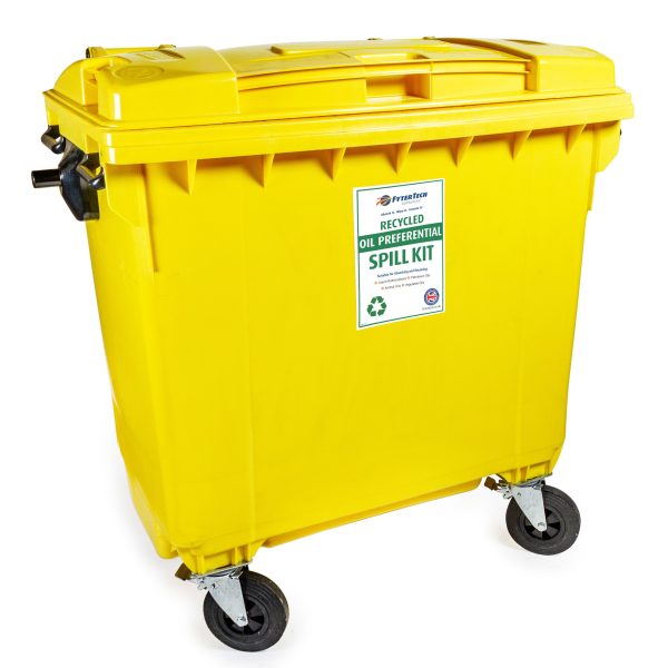 600L Recycled Oil Preferential Spill Kit - 4 Wheeled Bin